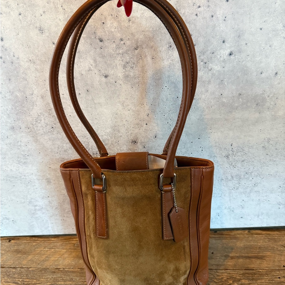 Vintage 2001 Coach Suede & Leather Tote Bag F1P-9424 – Made in Costa Rica - Picture 6 of 13